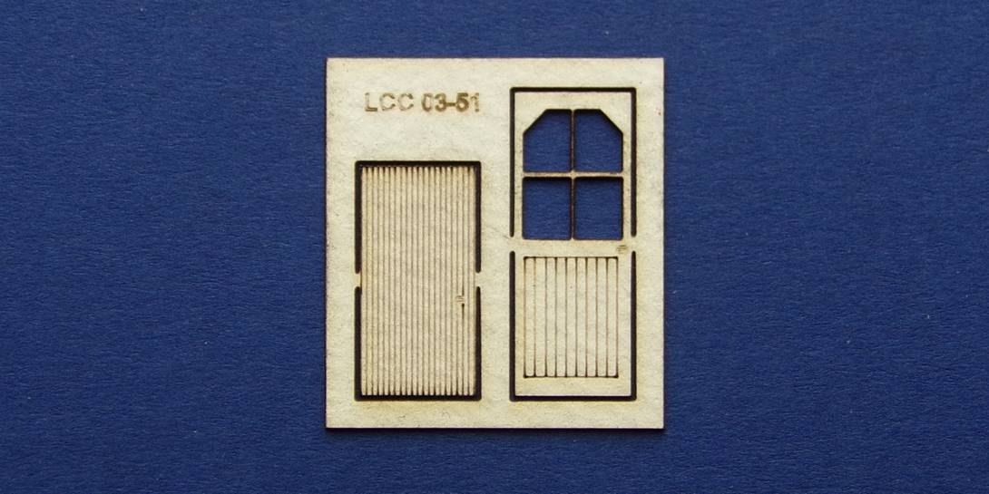 LCC 03-51 OO gauge set of doors for 03-22 and 03-23 Set of doors for signal box wall.